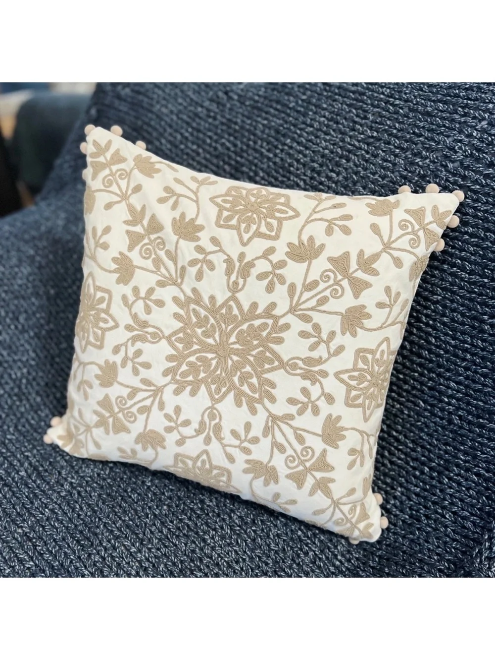 (1) POTTERY BARN  Embroidered  18